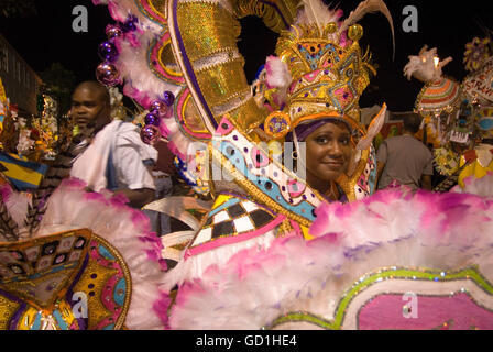 Carnaval del Junkanoo. Bay Street, Nassau, New Providence Island, Bahamas, Caribbean. New Year's Day Parade. Boxing Day. Costumed dancers celebrate the New Year with the Junkanoo Parade on January 1. Stock Photo