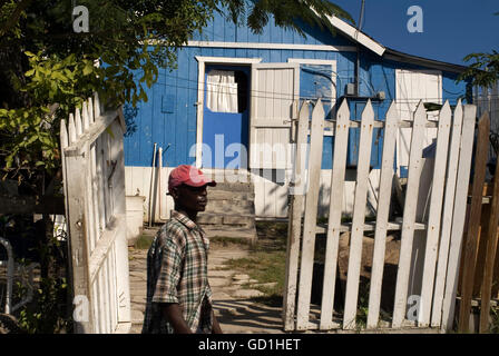 Typical houses in Dunmore Town, Harbour Island, Eleuthera. Bahamas Stock Photo