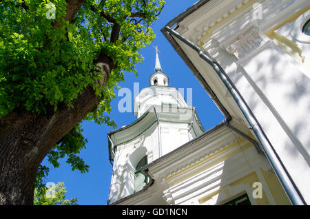 Tower and architectural elements of St Catherine's Church in Pärnu (Katariina kirik) - the pearl of Estonian baroque Stock Photo