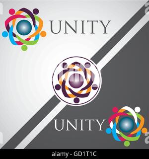 unity logo concept designed in a simple way so it can be use for multiple proposes like logo ,marks ,symbols or icons. Stock Vector