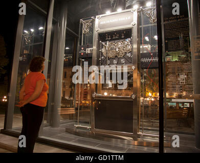 QUEBEC CITY - MAY 24, 2016: This monumental clock, known as the Jura clock, the only one of its kind built by Richard Mille, is Stock Photo