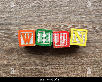 WHY NOT written with wood block letter toys Stock Photo