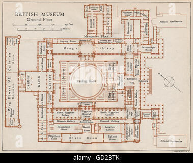 BRITISH MUSEUM GROUND FLOOR floor plan. Bloomsbury, London. BAEDEKER ...