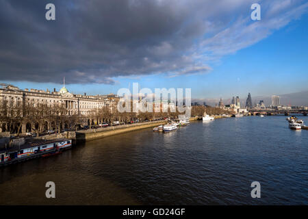 The River Thames looking East from Waterloo Bridge, London, England, United Kingdom, Europe Stock Photo
