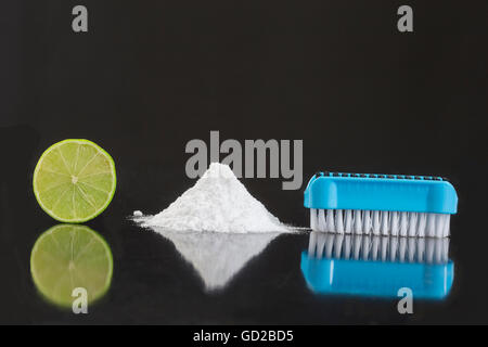 Natural cleaning tools lemon and sodium bicarbonate for house keeping Stock Photo