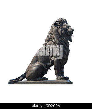 Qasr El-Nile Lion Statue Isolated on White Stock Photo