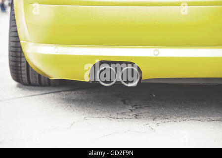 Double exhaust pipes of a modern sports car Stock Photo