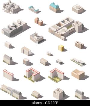 Vector low poly buildings set Stock Vector Image & Art - Alamy