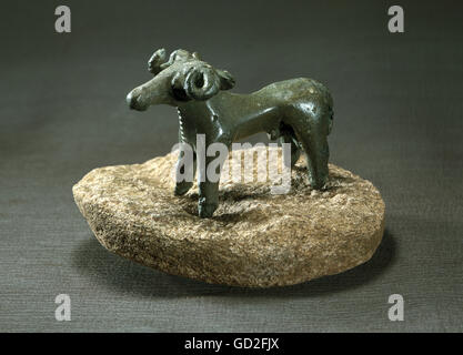 fine arts, ancient world, Celts, sculpture, figure of a ram, votive offering, bronze, 3rd - 1st century BC, Sempt, Ebersberg district, Upper Bavaria, State Archaeological Collection, Munich, Artist's Copyright has not to be cleared Stock Photo