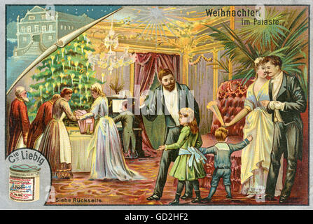 Christmas, Christmas in the palace, luxurious Yule in a very rich family, Liebig image, 1900, Additional-Rights-Clearences-Not Available Stock Photo