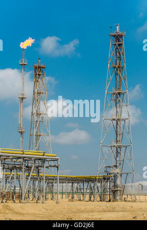 Oil and Gas Refinery Flare at Daylight Stock Photo