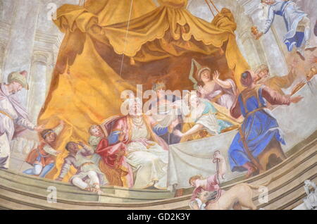 fine arts, religious art, ceiling painting in the collegiate church St. Nicholas, Spalt, Franconia, Bavaria, Germany, Artist's Copyright has not to be cleared Stock Photo