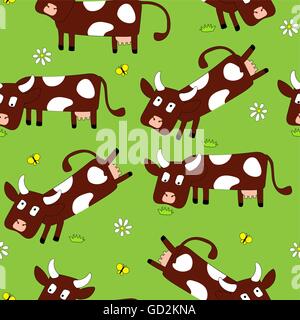 Seamless pattern with cute cows. Stock Vector