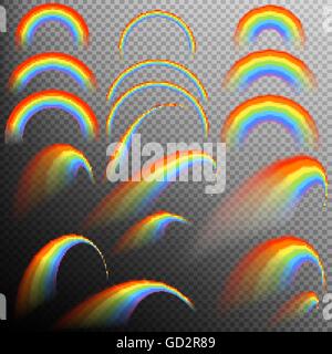 Rainbows in different shape realistic set. EPS 10 Stock Vector