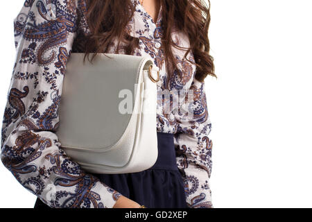 White clutch bag and shirt. Stock Photo