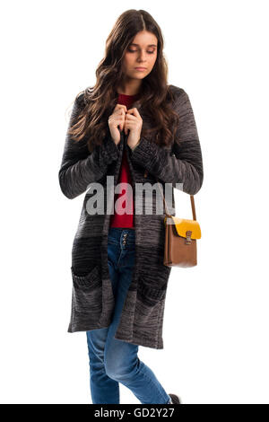 Woman in long outerwear. Stock Photo