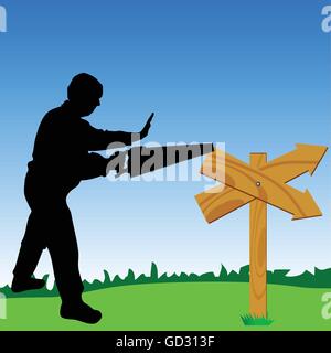 workers in nature cartoon vector illustration Stock Vector