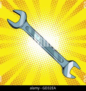 wrench steel tool Stock Vector