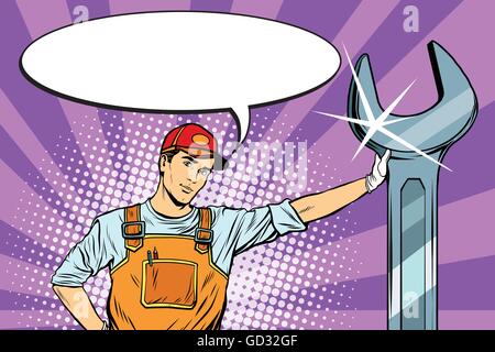 Mechanic with a wrench Stock Vector