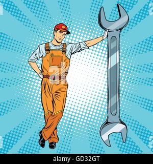 Mechanic with a wrench Stock Vector