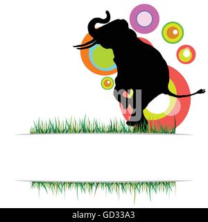 elephant in nature vector illustration on a color Stock Vector