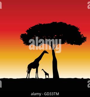 giraffe art vector silhouette illustration Stock Vector