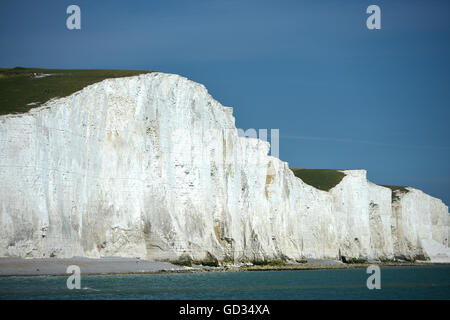 The iconic view of the English coast, Seven Sisters chalk cliffs, East Sussex Stock Photo