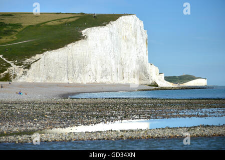 The iconic view of the English coast, Seven Sisters chalk cliffs, East Sussex Stock Photo