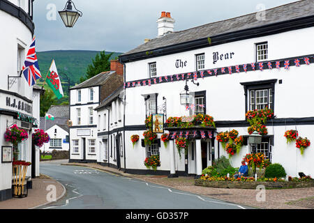 The Bear pub, in the village of Crickhowell, Powys, Wales UK Stock Photo