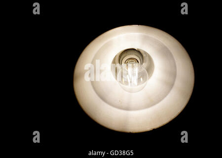 light bulbs in hanging lamp  isolated on black background Stock Photo