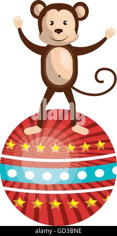 Circus juggler with trained monkey juggling balls and clubs. Vector ...