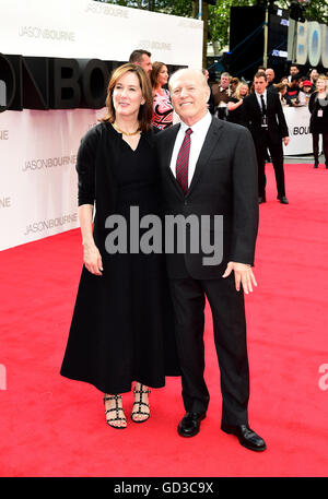 Producer Frank Marshall and wife Kathleen Kennedy attending the European premiere of Jason Bourne held at Odeon Cinema in Leicester Square, London. Stock Photo