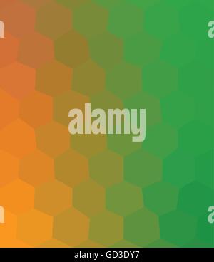 Multicolor orange and green hexagon. Stock Vector