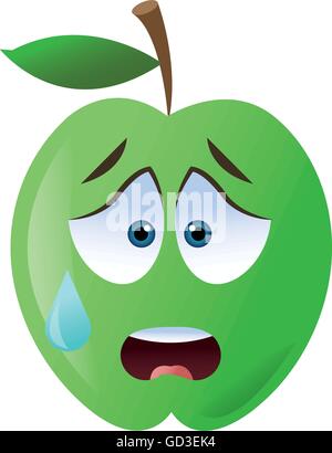 worried apple cartoon icon Stock Vector