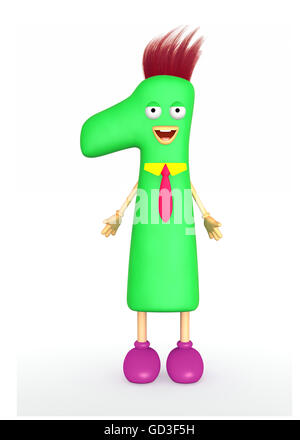 Cartoon character of one digit standing - 3d illustration Stock Photo