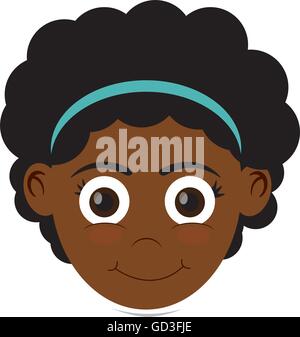 happy girl with dark skin icon Stock Vector Image & Art - Alamy