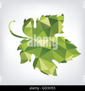 Grape green leaf in polygon style Stock Vector