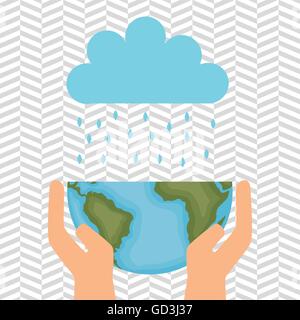 planet and cloud isolated icon design Stock Vector