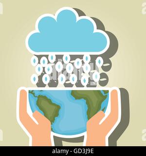 planet and cloud isolated icon design Stock Vector