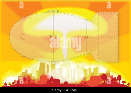 A hydrogen bomb blast with overlay of Fat Man hydrogen bomb Stock Vector