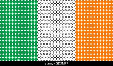 Abstract dotted flag of Ireland made from small dots or circles. Stock Vector