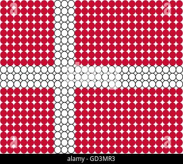 Abstract dotted flag of Denmark made from small dots and circles. Stock Vector