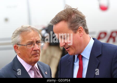 Farnborough, UK. 11th July, 2016. David Cameron leaving from Farnborough International Airshow, which appears to be one of his last public appearances as Prime Minister Credit:  Uwe Deffner/Alamy Live News Stock Photo