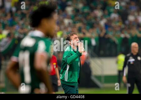 Cuca during the game between Palmeiras and Santos held at Allianz Park, West Zone of S?o Paulo. The classic is valid for the 14th round of the Brasileir?o 2016 Chevrolet. Stock Photo