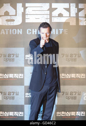Liam Neeson, Jul 13, 2016 : Hollywood actor Liam Neeson attends a press conference for his new movie, 'Operation Chromite' in Seoul, South Korea. Neeson plays the role General Douglas McArthur, who led the U.N. Command during the 1950-53 Korean War, in the South Korean movie to be released in North America on August 12, 2016. (Photo by Lee Jae-Won/AFLO) (SOUTH KOREA) Stock Photo
