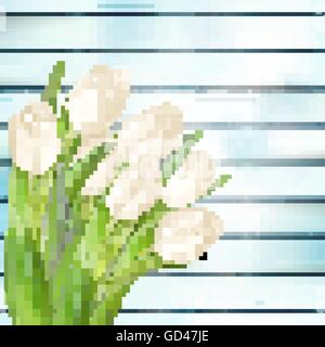 Bouquet of white tulips. EPS 10 Stock Vector