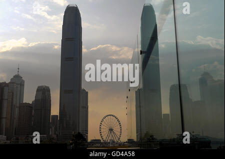 CHINA, Hong Kong, October 10, 2014. Hong Kong's central business district on Hong Kong Island with its skyscrapers. Stock Photo