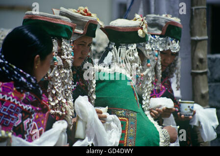 Kinnauri girls at a Tabo Gompa festival Stock Photo