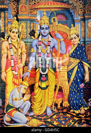 Ram Sita Hanuman painting, india, asia Stock Photo - Alamy