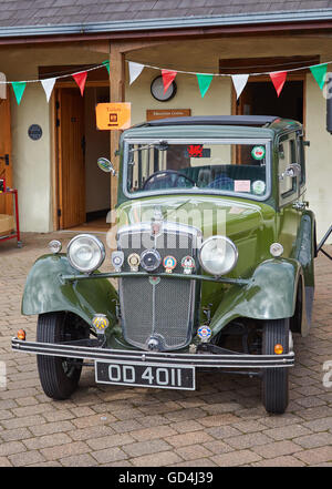 A Morris Ten four, Exhibited at a vintage car rally at Llancaiach Fawr Manor, Wales, UK Stock Photo